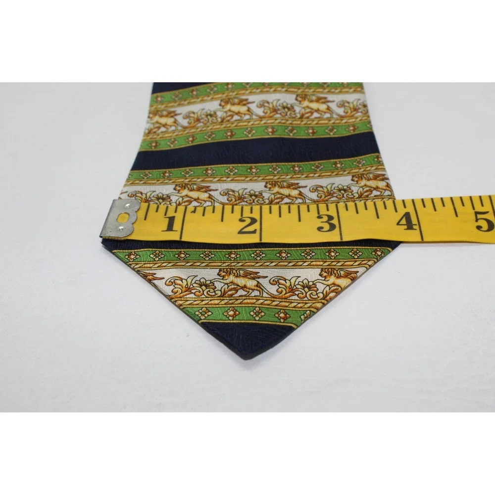 Richel Royal Mens Silk Tie Navy Green Gold Griffin Baroque Hand Made Spain